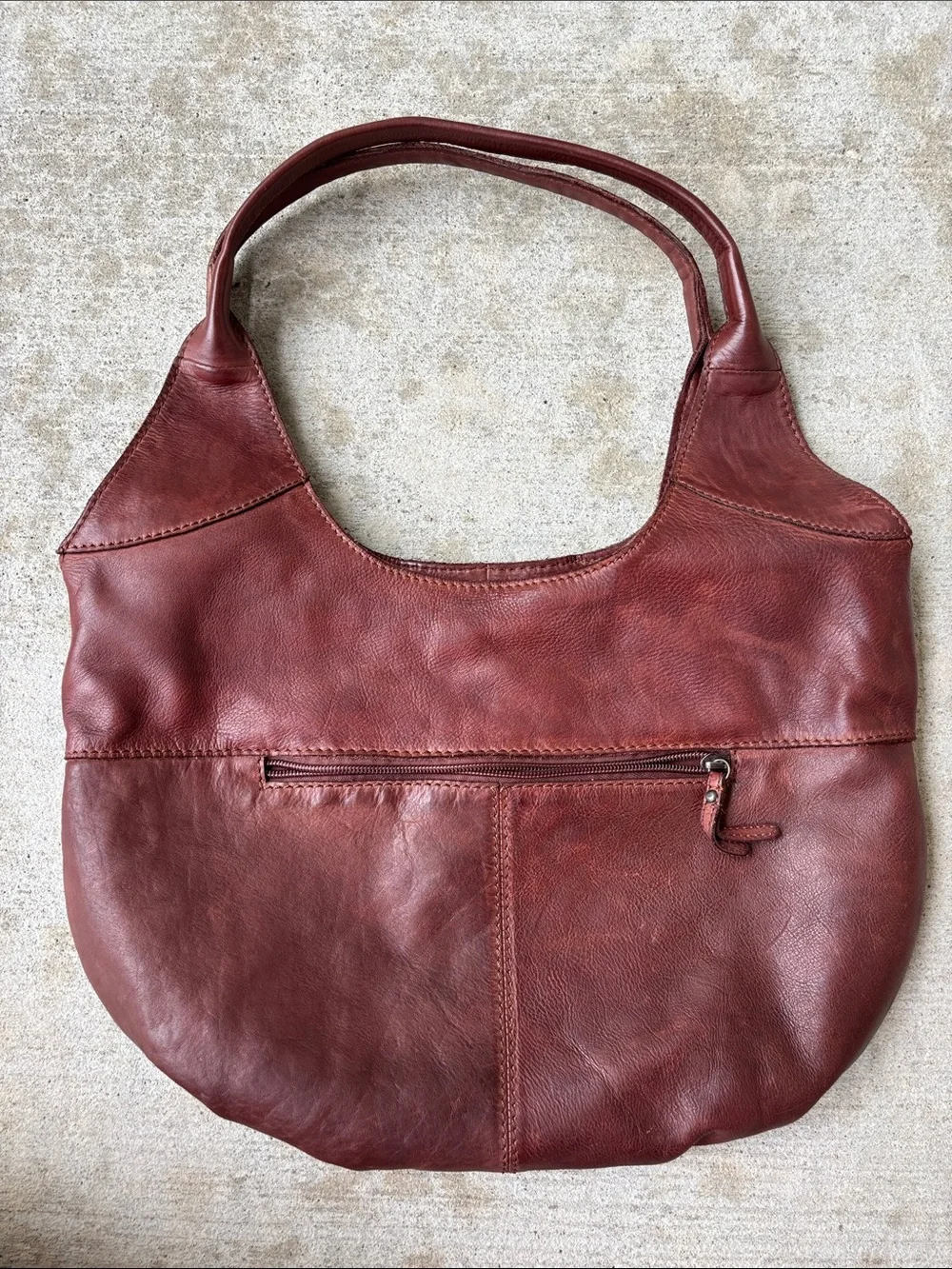 Zoa Braided-Trim Leather Hobo Bag in Deep Rust